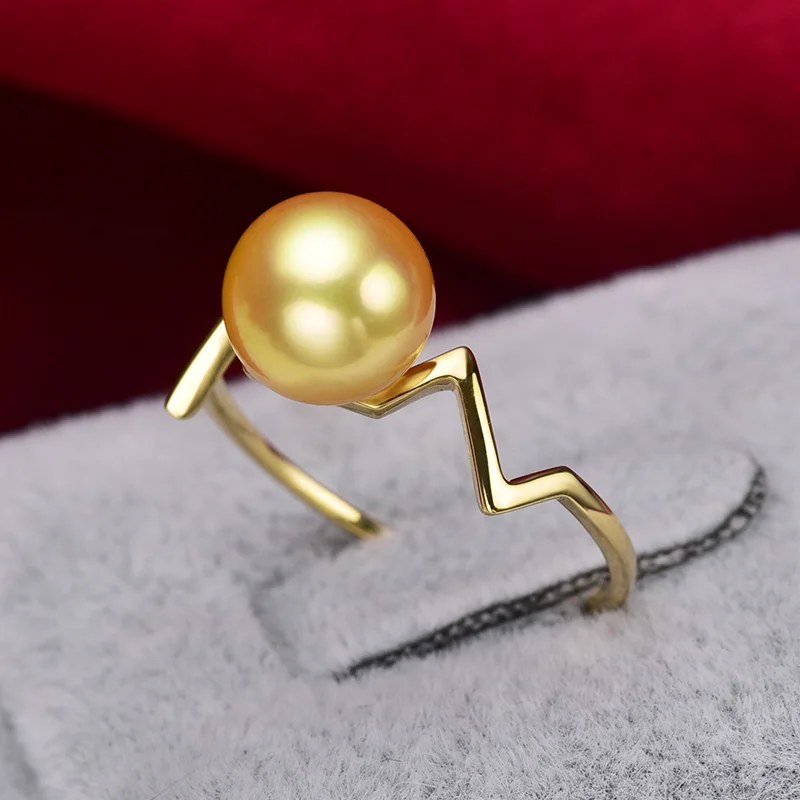 YS Pure 18k Gold Flash Ring 8-8.5mm Natural Akoya Pearl Fine Jewelry For Women | Rings