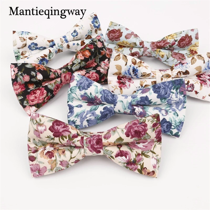 Мужской Хлопковый галстук бабочка Mantieqingway с цветочным принтом бабочка|Мужские
