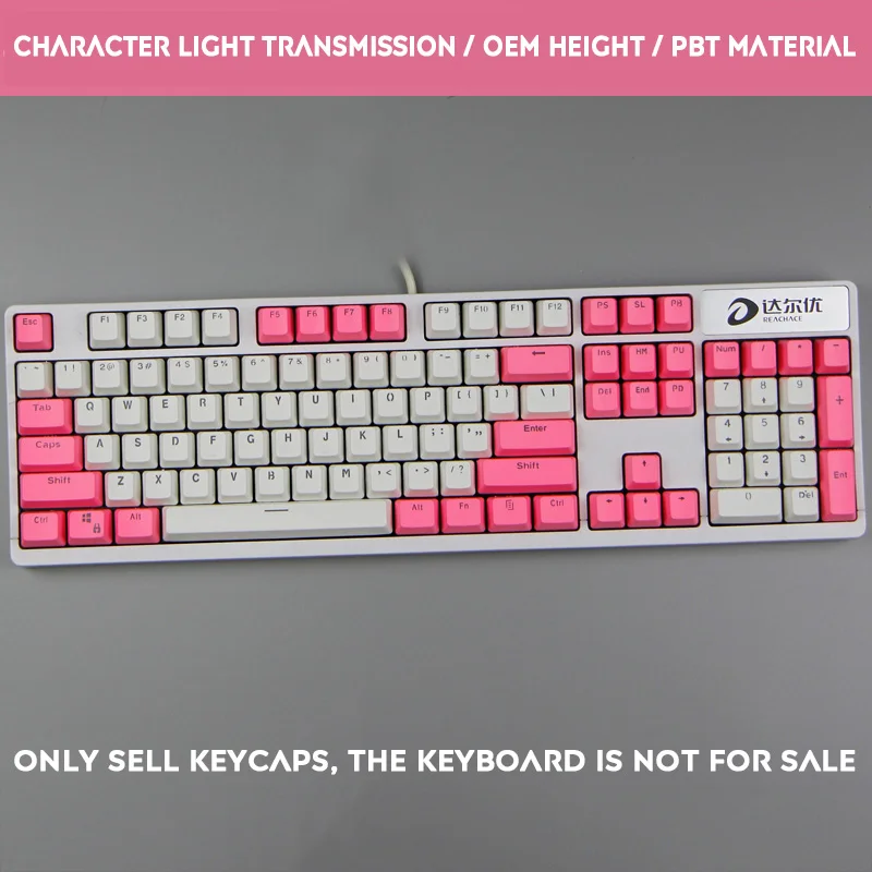 Pink-White 104 ключ PBT Дождевая капля Dolch Заказная двойная цветная клавишная крышка слово прозрачная подсветка колпачки для Cherry MX механическая клавиатура - Цвет: Pink-White