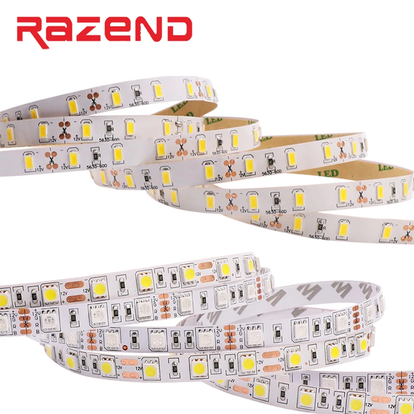 12 В постоянного тока SMD 5050 5630 2835 Светодиодная лента освещения 5 м 300 светодиодов RGB