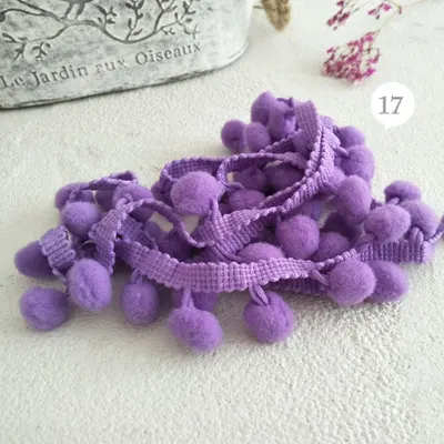 17 purple 10 Ярд/Лот, цветная кружевная кисточка, плюшевый шар, бахрома, кружевная отделка, кукла, ручная работа, сделай сам, дозирующая лента, детское кружевное платье, помпон, аксессуары - Цвет: 17 purple
