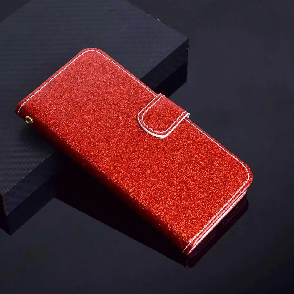 red Флип-кошелек кожаный розовый золотой чехол для телефона для iPhone X XS Max XR роскошный флэш-порошок чехол для iPhone 6 7 8 Plus отделение для карт сумка - Цвет: red
