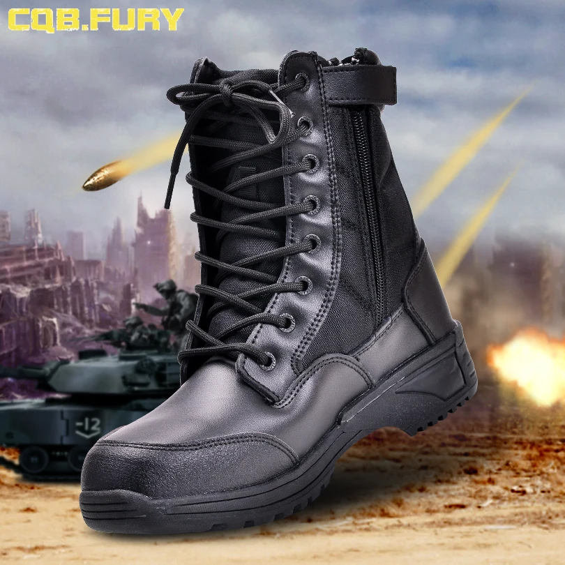 CQB. FURY/летние мужские военные тактические ботинки армейские дышащие ботинки на молнии, однотонные Ботильоны размер 38-46, ZD-Hunter
