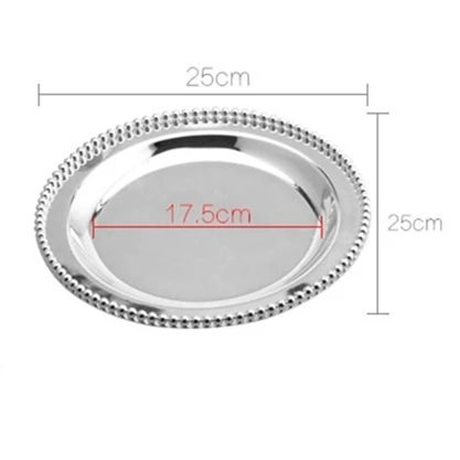 Silver Роскошный Серебристый/золотой поднос для подзарядки, металлический поднос, 25 см/9,8 дюйма, круглые тарелки с гайкой/Сладкие/тарелки для торта, для домашнего украшения на Рождество - Цвет: Silver