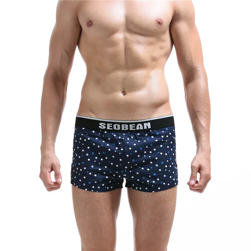 SEOBEAN, бренд, нижнее белье для мужчин, Lounge, мужские боксёры, хлопок, повседневная домашняя одежда для сна, трусы, U выпуклая сумка для пениса, мужские боксеры