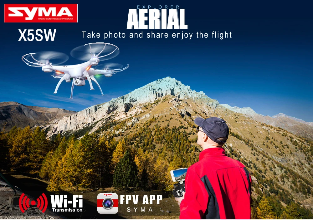 Дрон SYMA X5SW FPV с Wi Fi камерой в режиме реального времени Радиоуправляемый