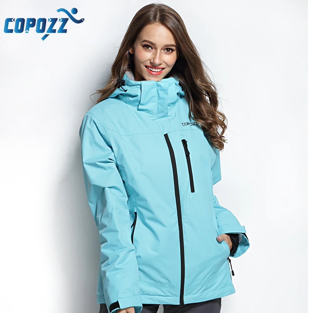 COPOZZ Ski Jacket Women Snowboard Jacket Ski Coat Female Winter Outdoor Warm Waterproof Windproof Breathable Clothes Hooded