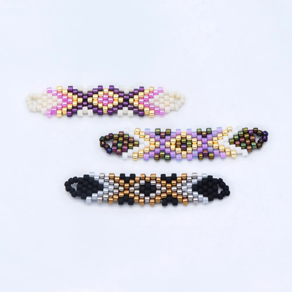 

4pcs Seed Beads Charm Connectors 41x9mm, Japan Miyuki Seed Glass Beaded Bar Pendants (RM-33-NEW)