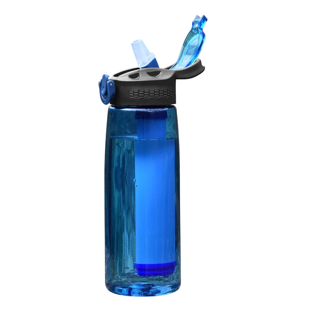 Silk Blue Портативный гидратационный фильтр 650 мл, бутылка для воды для кемпинга, походов, путешествий, фильтрации воды, здоровая питьевая бутылка с компасом - Цвет: Silk Blue