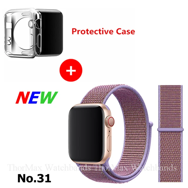 31-Lilac Ремешок для Apple Watch Series 4 3 2 1 38 мм 42 мм нейлоновый мягкий дышащий браслет сменный ремешок Спортивная петля для iwatch 4 40 мм 44 мм - Цвет ремешка: 31-Lilac