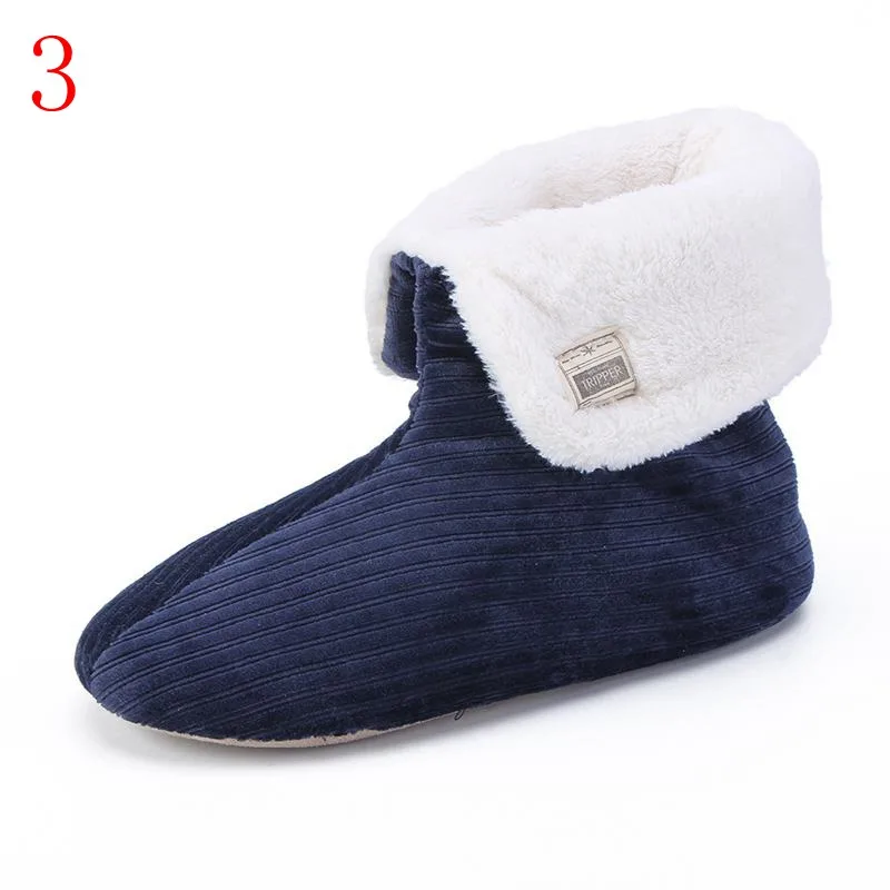 3 Dark blue solid ASILETO/зимние пушистые тапочки из искусственного меха; женские мягкие удобные ботинки до середины икры с эффектом памяти; домашняя обувь без застежки; botas - Цвет: 3 Dark blue solid