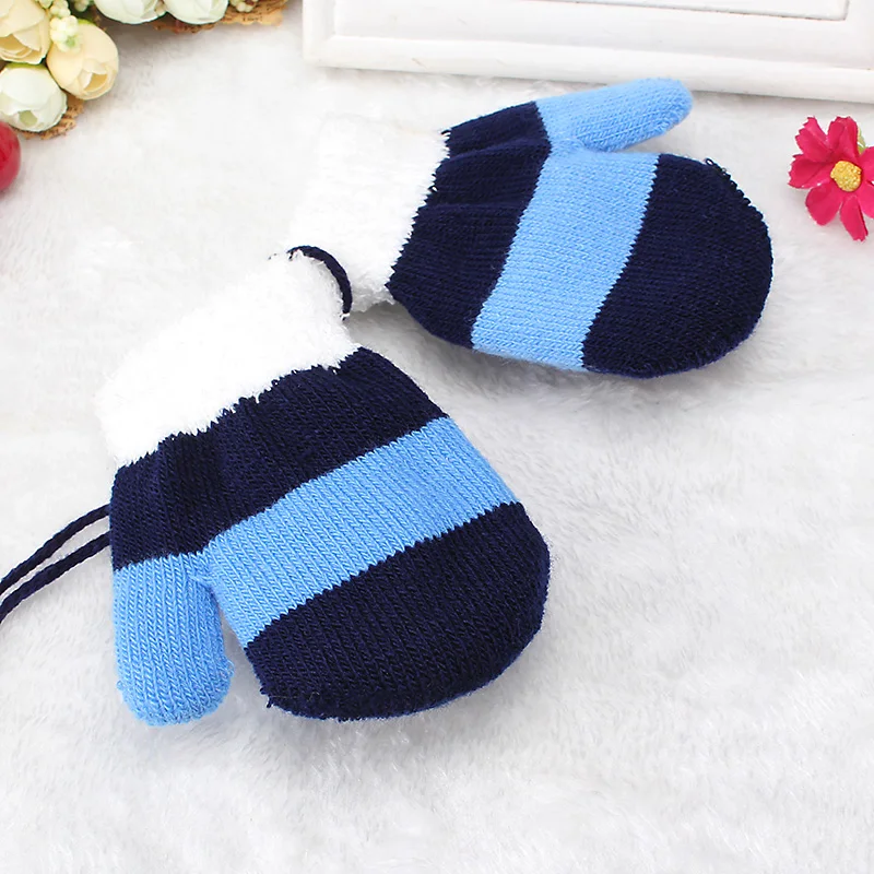 Детские зимние толстые вязаные перчатки для девочек детские ручные аксессуары
