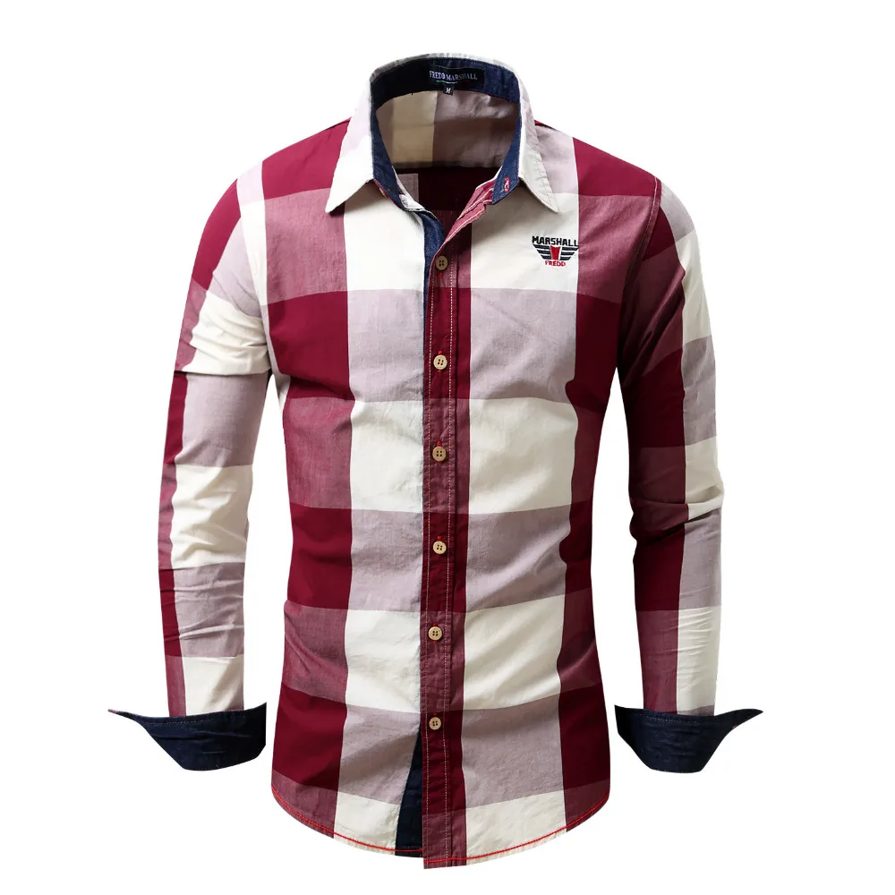 Новые клетчатые мужские рубашки с длинным рукавом размера плюс Camisa Mascul