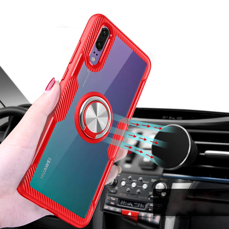 Чехол для Huawei P30 Роскошный прозрачный чехол из поликарбоната и углеродного