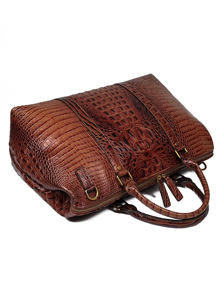 2022 Retro Genuine Leather Men's Handbags Crocodile Pattern Shoulder Messenger Bag Duffel Laptop Diagonal Crossbody Bags Big |