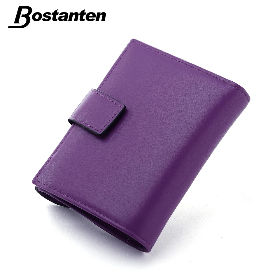 Bostanten Женская мода натуральная кожа кошелек кнопка клатч леди короткая сумка