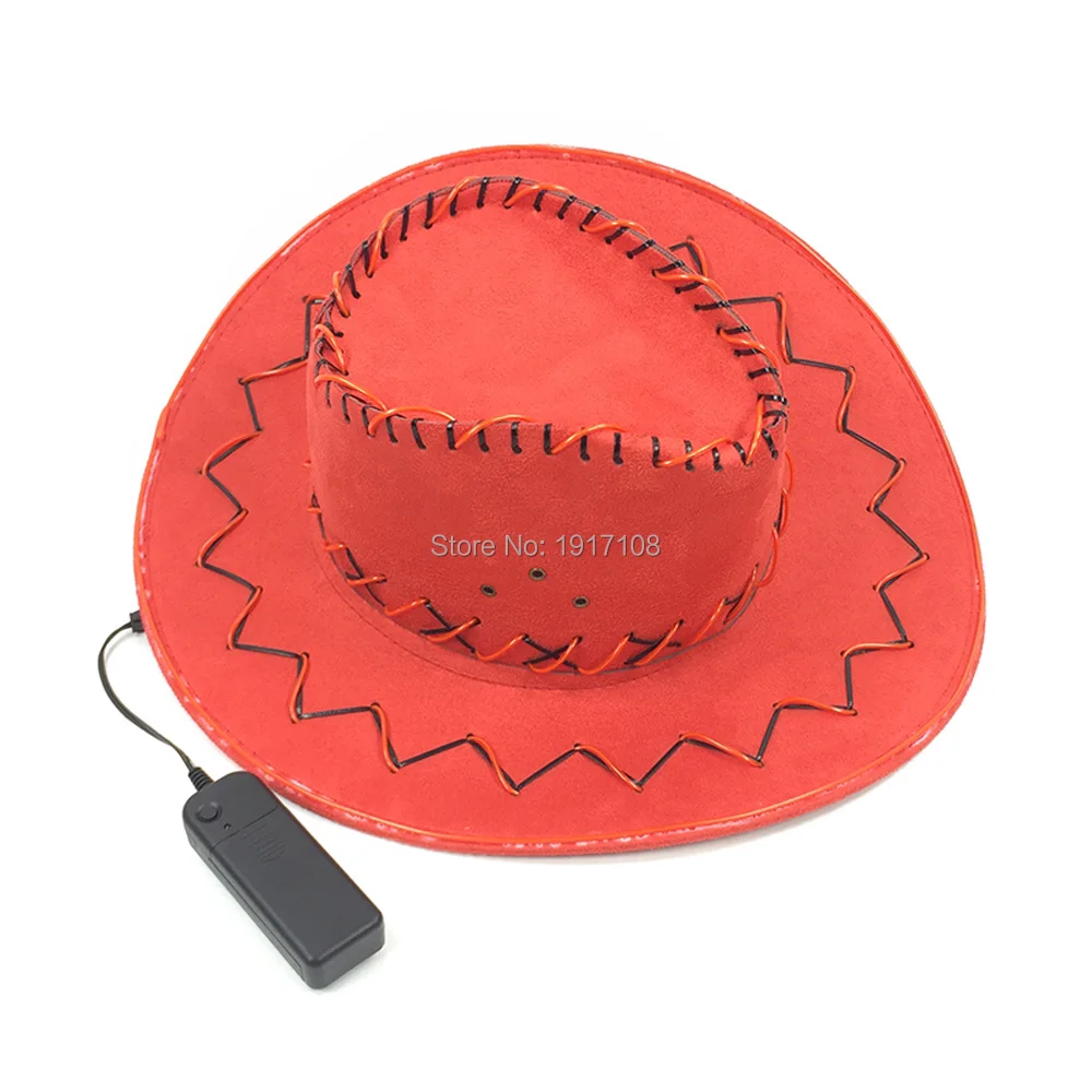 Wholesale 10 pcs Red Glowing Party Hat Lighting hat men Gift Cowboy Hats LED Cap For DJ Bar Wedding Decoration | Дом и сад
