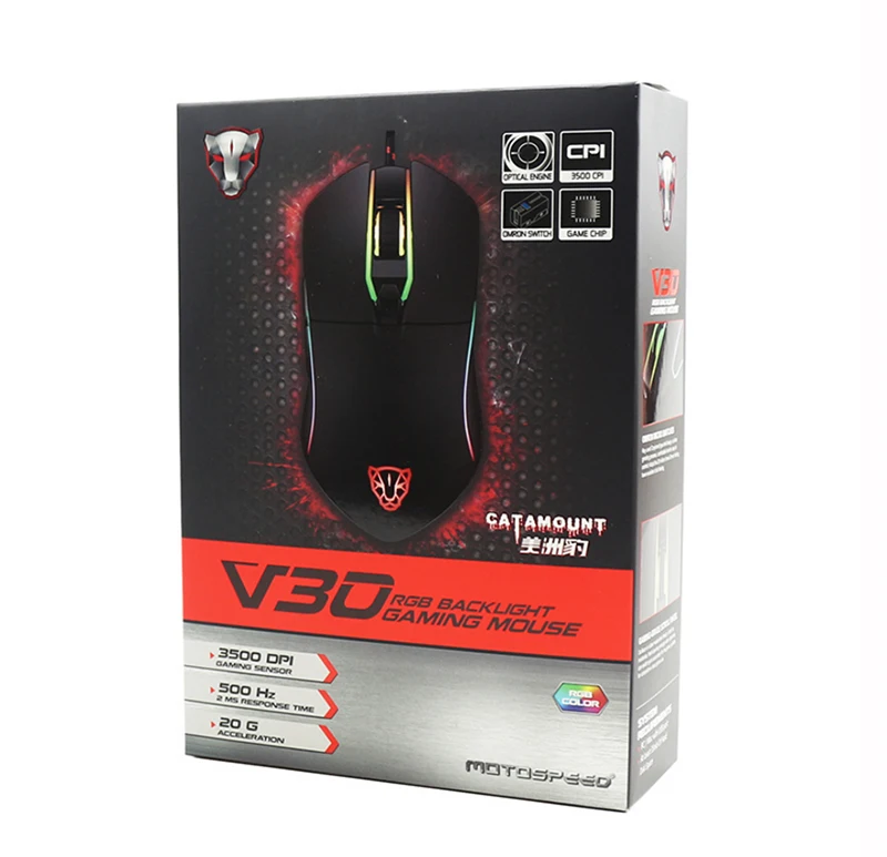 Motospeed V30 RGB игровая мышь для геймера Программирование 3500 dpi USB компьютерная Wried оптическая мышь с подсветкой дыхательный светодиодный для ПК ноутбука Gam