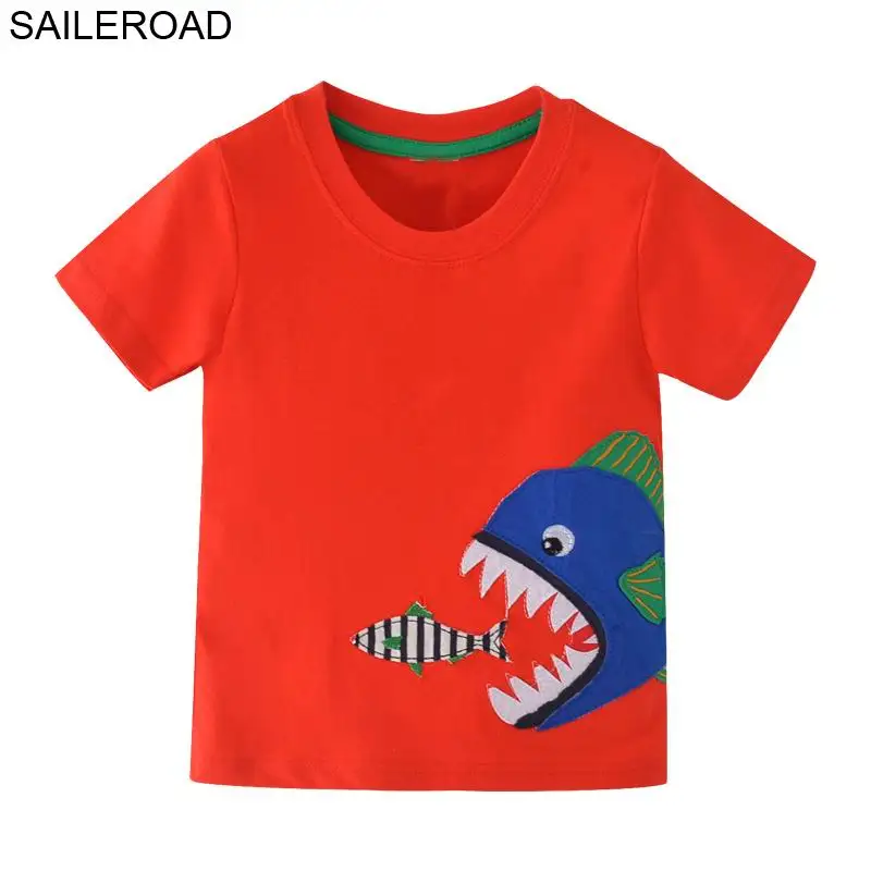 2658 same picture SAILEROAD 2-7 Т мультфильм животных Акула Baby Boy Футболка для детских рубашек для детей Топы мальчика Тис Одежда Детские футболки - Цвет: 2658 same picture