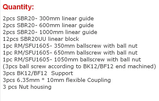 SBR20-3006001000 6 компл. SBR16 SBR20 линейная направляющая+ шариковые винты RM1605 SFU1605 шариковые винты+ BK/BF12+ гайка Корпус+ муфты для ЧПУ частей - Цвет: SBR20-3006001000