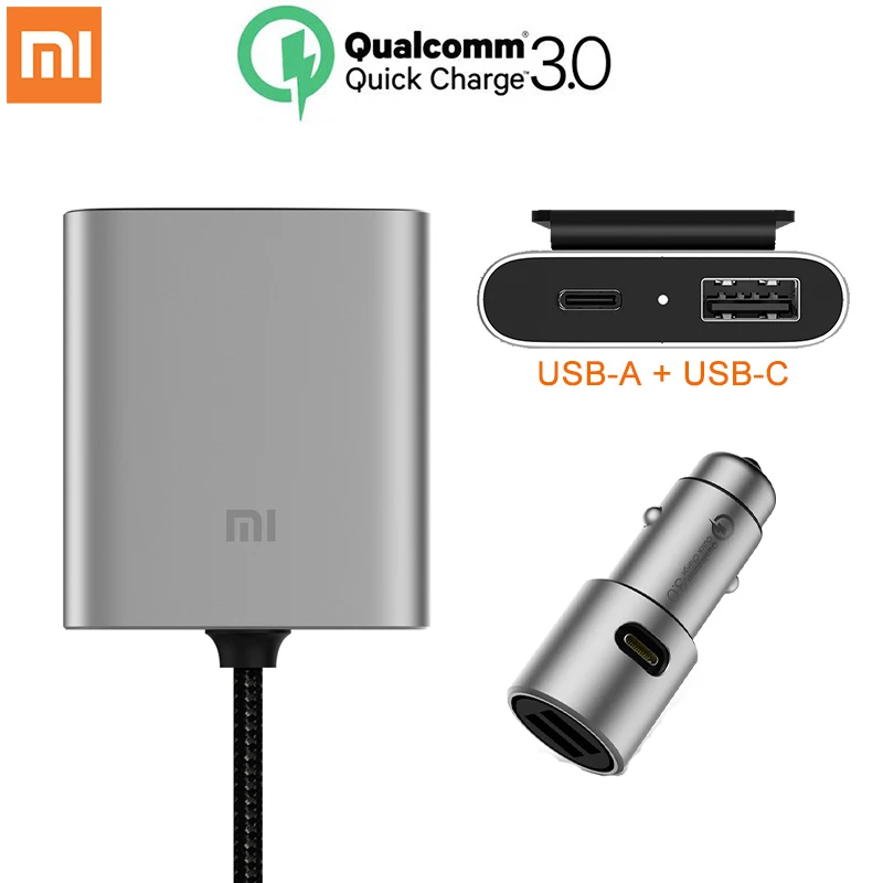 Оригинальное автомобильное зарядное устройство Xiaomi QC3.0 быстрая версия Расширенный аксессуар USB-A USB-C двухпортовый Выход Smart