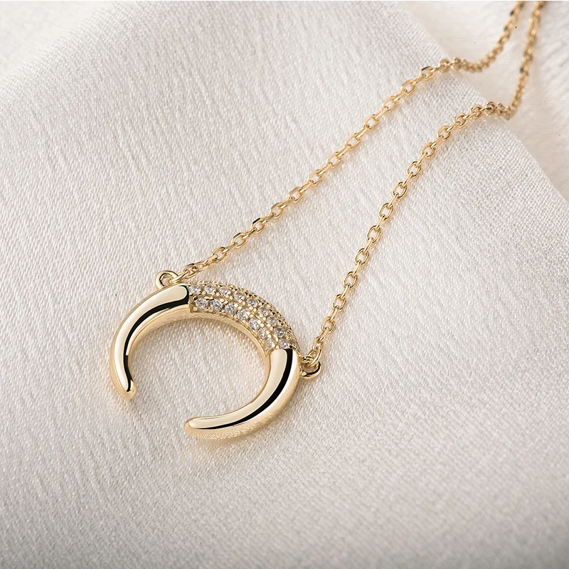 Ожерелье женское из серебра 925 пробы с кулоном в виде полумесяца круглым