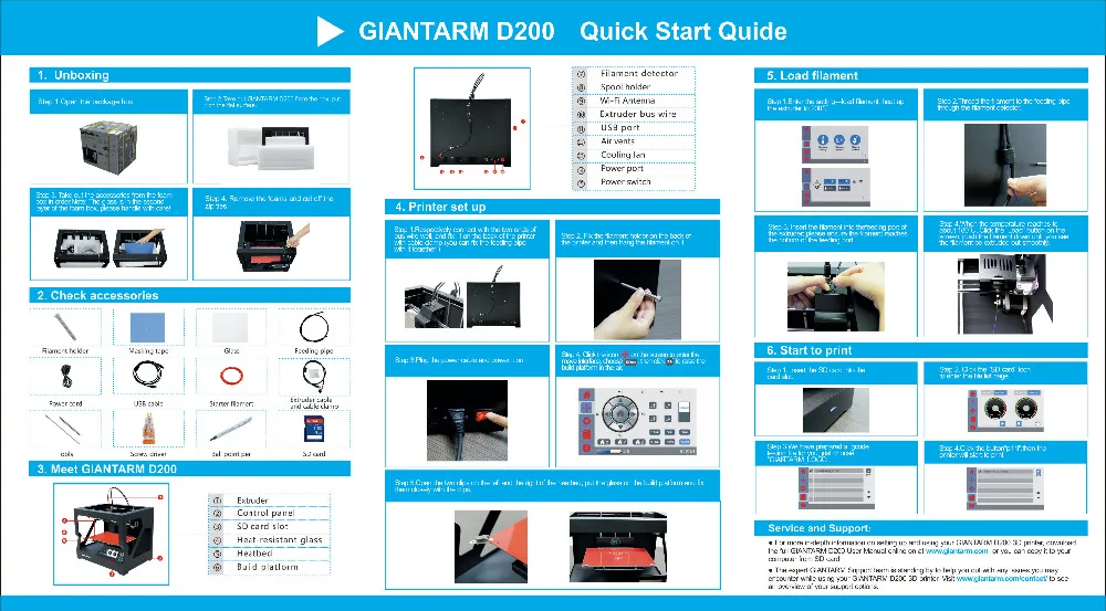 Geeetech 3d принтер GiantArm D200 Wi-Fi пульт дистанционного управления система восстановления нити монитор высокой точности