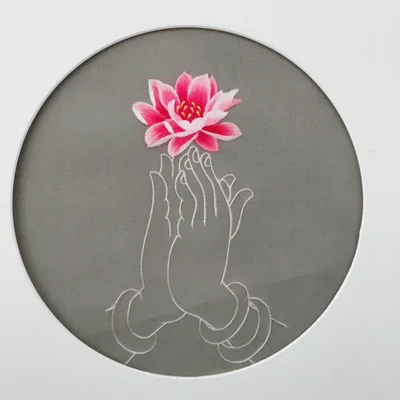 

Chinese Silk Hand Embroidery Finished Works Double-Side Pattern Round 20cm for Bag Clothing Fan Paintings Decoration Ornaments