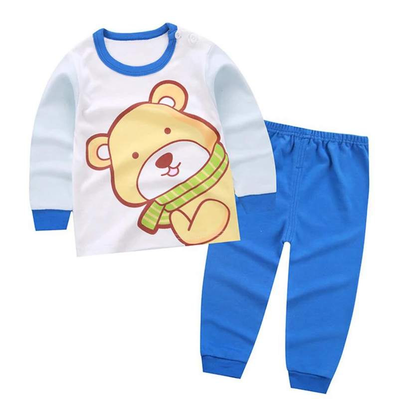 Sleepwear baby sleep set clothing for girl boy kids pyjama infant long sleeve shirt pants pj pjs Children's costume 1 2 year |
