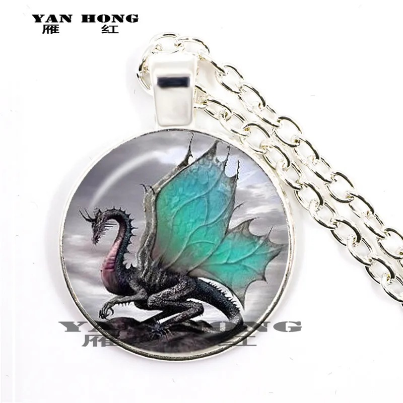 2019 ожерелье с синим драконом стеклянный купол ручной работы длинное