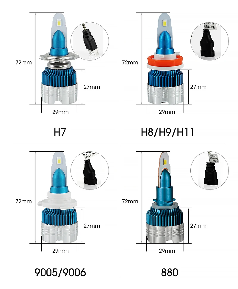 PAMPSEE Автомобильные фары Mini2 лампа H7 H11 LED H4 H1 H3 880 9005/HB3 9006/HB4 H27 8000Lm 6500K 12В 24В Авто