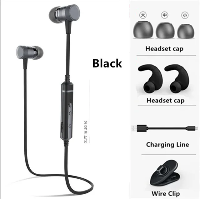 black Наушники Picun H6 Bluetooth, спортивные наушники для бега с микрофоном, беспроводные наушники, стерео басы, Bluetooth гарнитуры для смартфонов, ПК, MP3 - Цвет: black