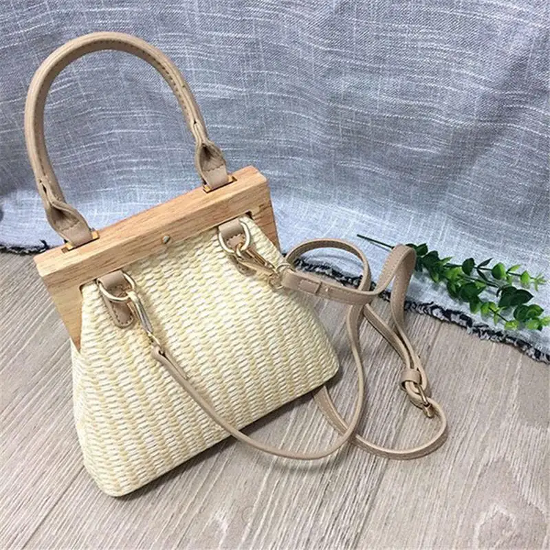 Neue mode stroh tasche holz зажим для телефона damen umhangetasche sommer reise strandtasche luxus handtaschen Design 2019|Сумки