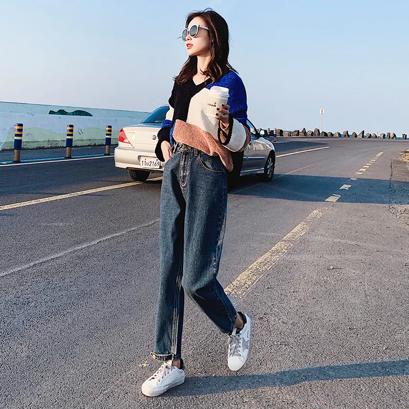 2019 Новое поступление широкие брюки женские с высокой талией повседневные Джинсы