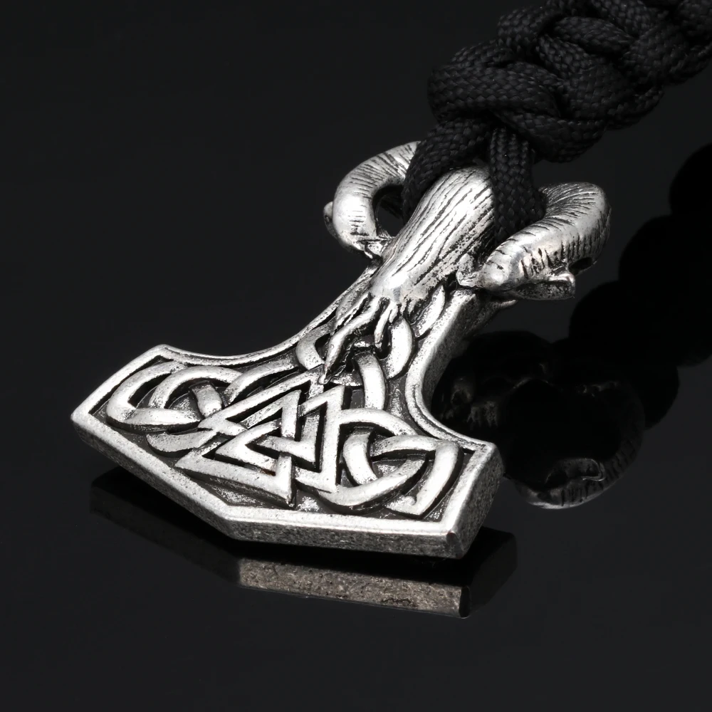 Браслет mjolnir с бусинами из овцы и руны викингов мужской Паракорд в подарок |