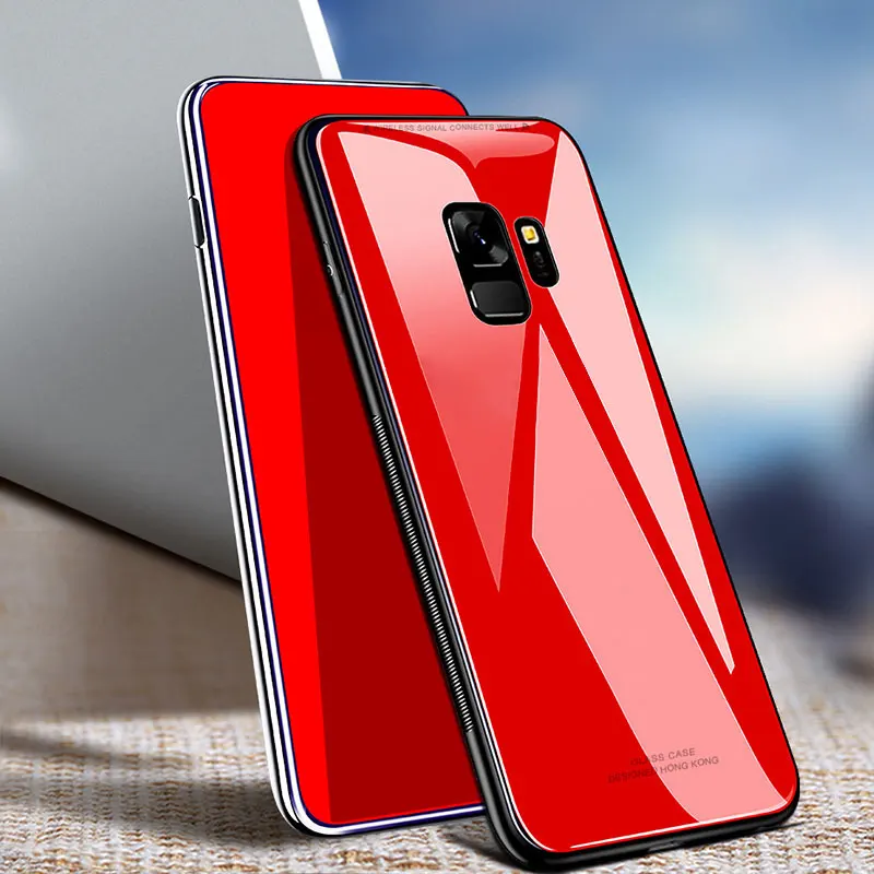 Red ZNP роскошный задний стеклянный чехол для телефона для samsung Galaxy S10 S9 S8 Plus S10E полный чехол для samsung Note 8 9 S7 Edge чехол s Shell - Цвет: Red