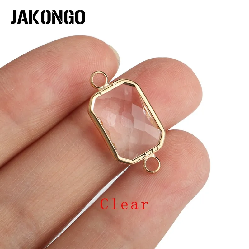 JAKONGO прямоугольные прозрачные стеклянные коннекторы золотого цвета для
