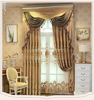 chenille high shading rate embroidered window screen curtains european luxury brown curtains for living room and bedroom