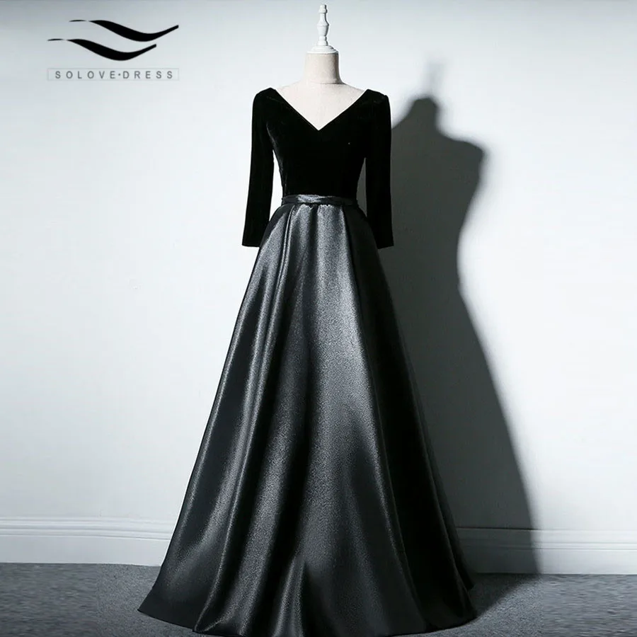 Женское платье с длинным рукавом V-образным вырезом | Свадьбы и торжества