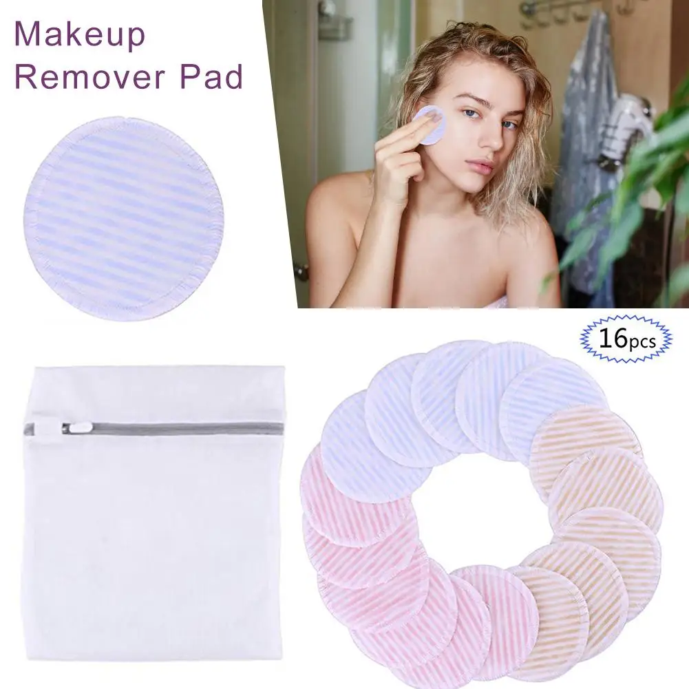 16 шт. ватные диски для удаления макияжа многоразовые подушечки лица очищающие
