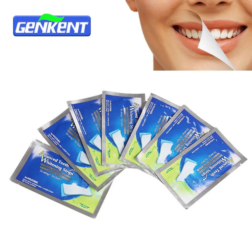 GENKENT отбеливающие полоски для зубов 7 мешков/14 полосок белые отбеливания