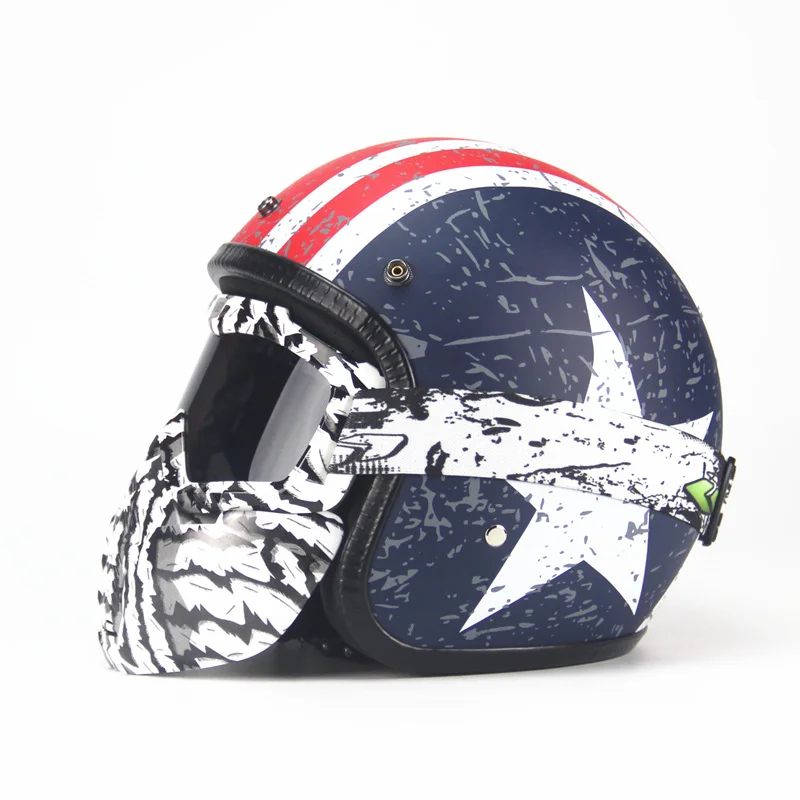 3/4 Половина шлема мотоциклетный шлем реактивный винтажный с открытым лицом ретро