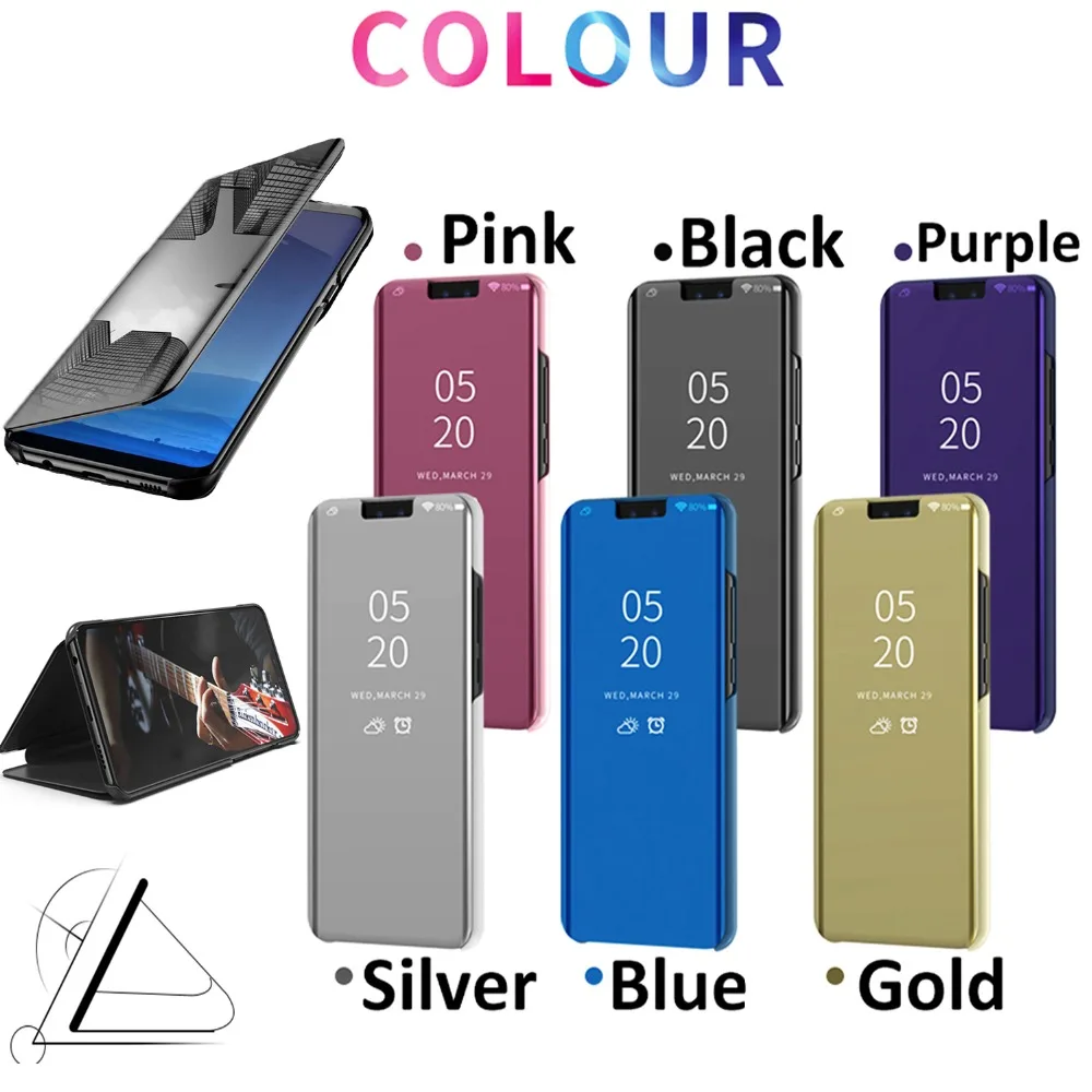 Для Samsung Galaxy A10 A20 A30 A40 A50 A70 A6s A8s A9s Smart Plated зеркальная поверхность флип полное