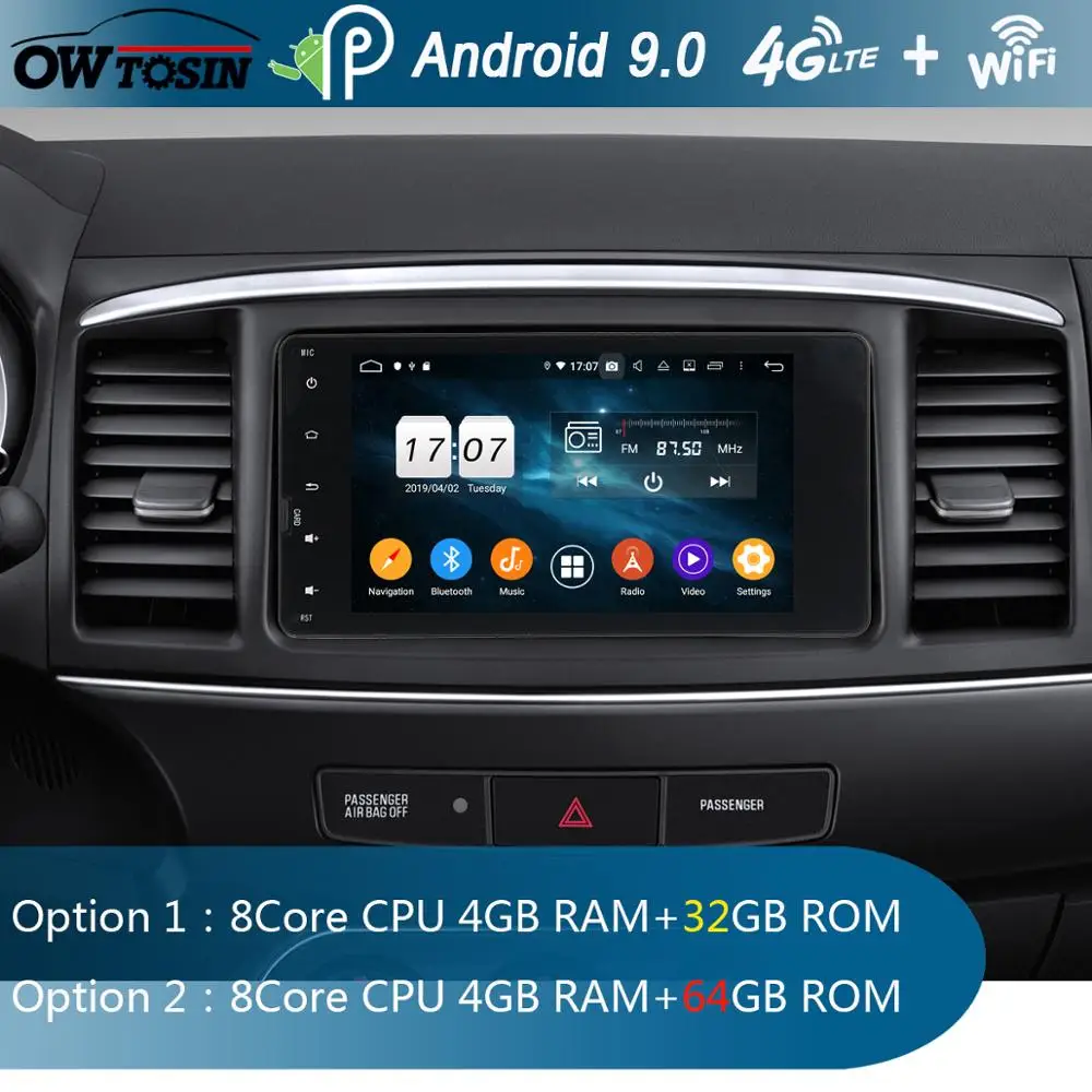 7 &quotIPS 8 Core 4G + 64G Android 9 0 Автомобильный DVD Радио GPS Navi для Mitsubishi Lancer Outlander ASX RVR 2013 2014 2015