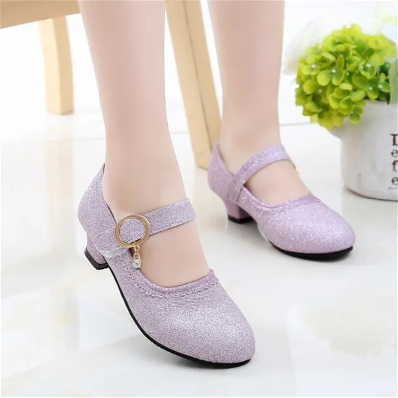 

New Children Leather Shoes Girls High-heeled Crystal dance shoes Princess Student Performance Party Toddler Baby Kids 03