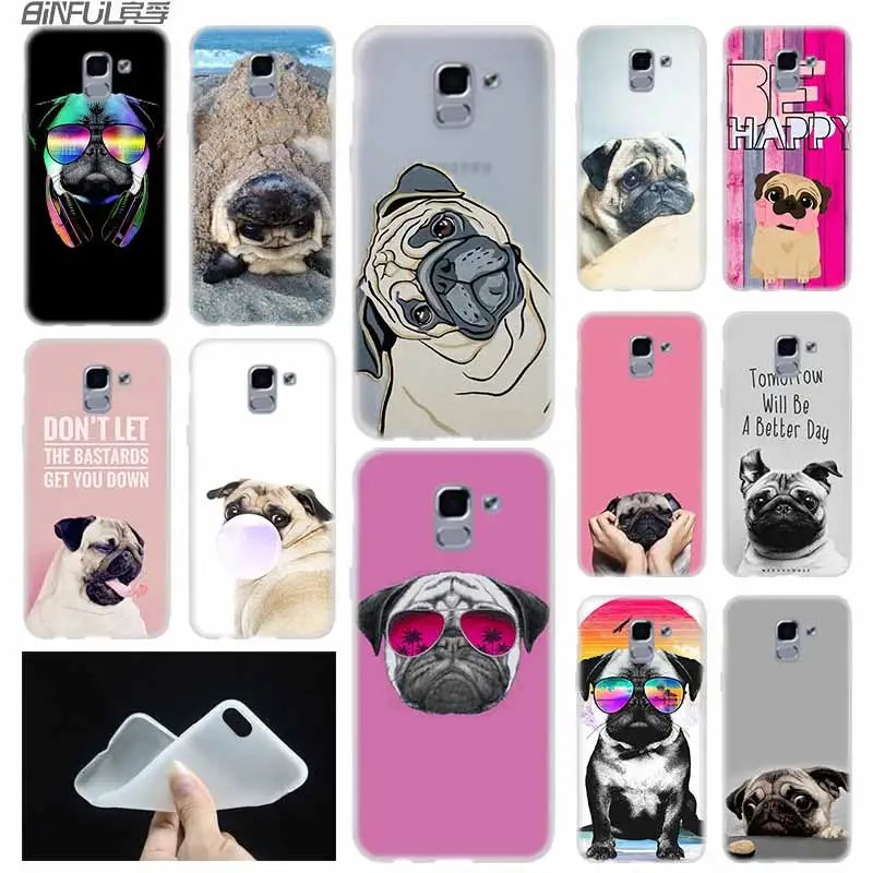 Мягкий чехол из ТПУ для Samsung Galaxy J6 J8 J5 J7 J4 Core Plus 2018 2016 2017 EU Prime Pro Ace Pug Dog Fashion|Бамперы| |