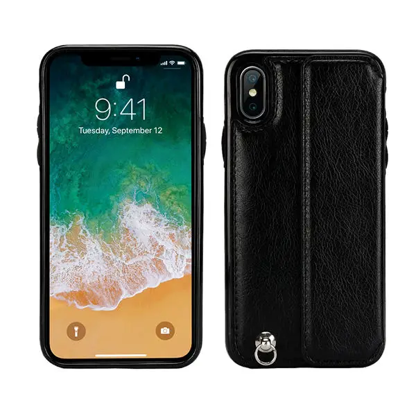 Ретро Кожаный чехол для iPhone X XS MAX XR 6 6s 7 8 Plus 5 5S SE чехол Модный сверкающий блестящий чехол для телефона - Цвет: Черный