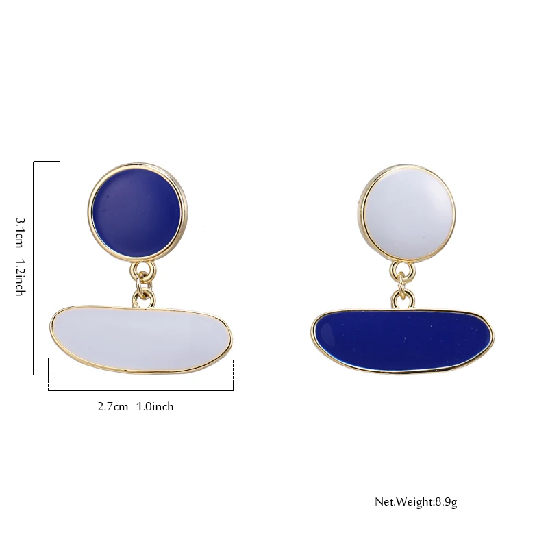 Yhpup Fashion Zinc Alloy Enamel Dangle Earrings Blue White Temperament Minimalist Brincos for Female Party Charm Jewelry Gift | Украшения и
