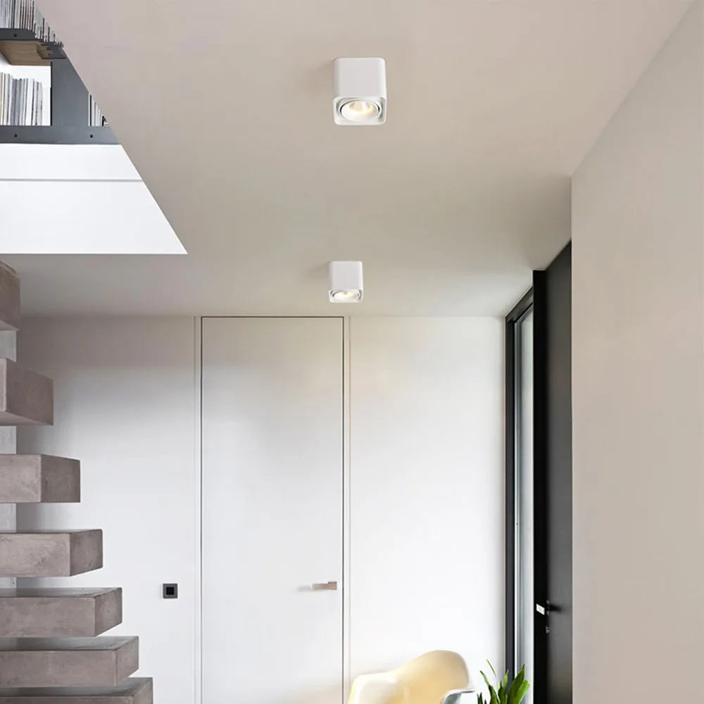 Lámpara empotrada de instalación de pared, foco LED cuadrado regulable, 10W, 12W, 20W, COB, Individual/doble cabeza, luz de techo montada en superficie