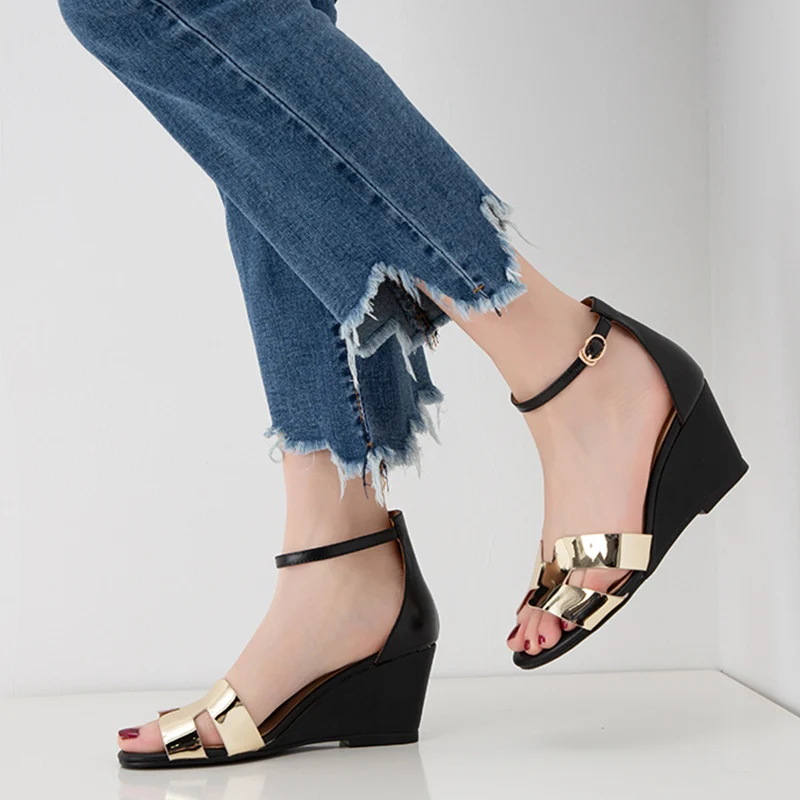 

Dilalula New Arrival women's Genuine Cow Leather High Wedges Sandals Female Shoes Woman Casual Party Ol Summer Sandals